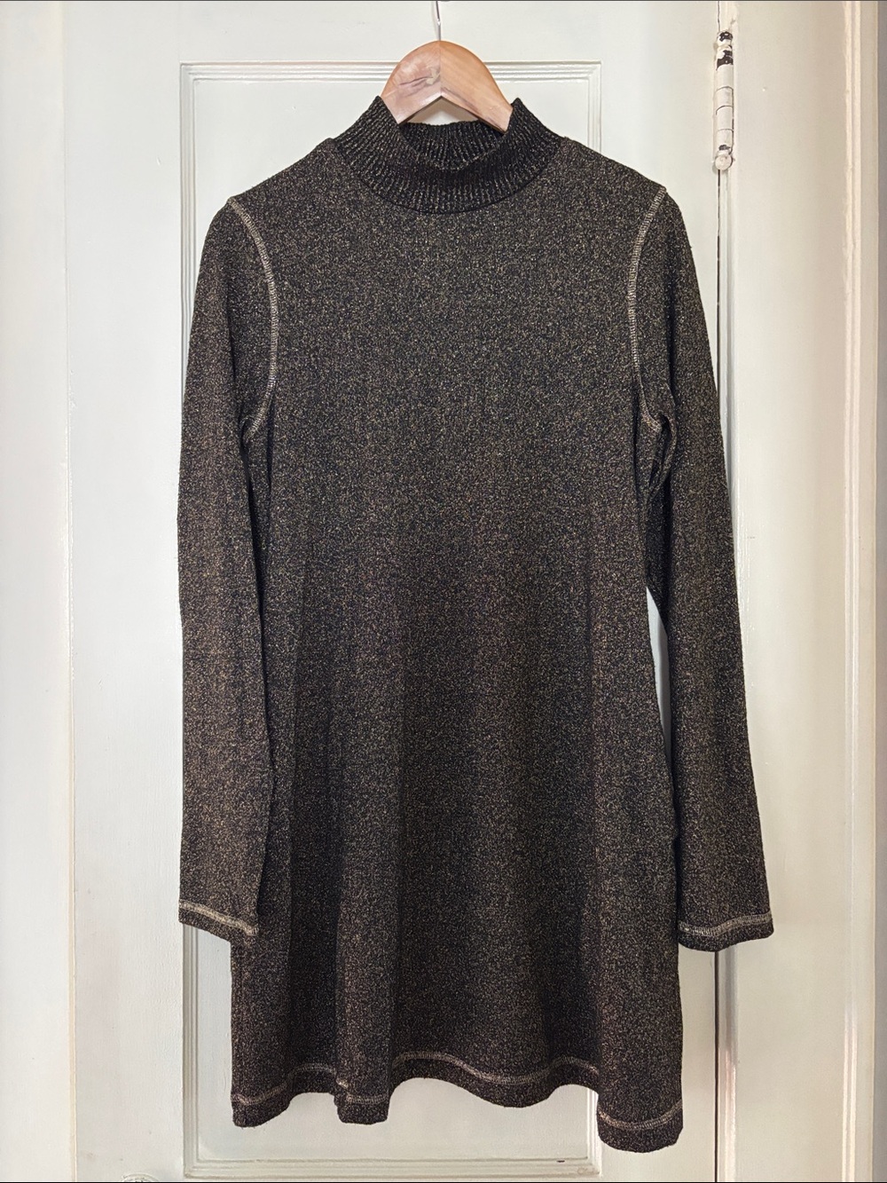 Michael Stars Metallic gold Long Sleeve Turtleneck Dress